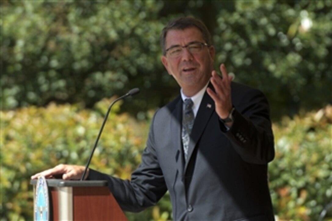 Deputy Secretary of Defense Ashton Carter addresses the audience at the kickoff ceremony for the Combined Federal Campaign at the Pentagon in Arlington, Va. on Sept. 5, 2013. 