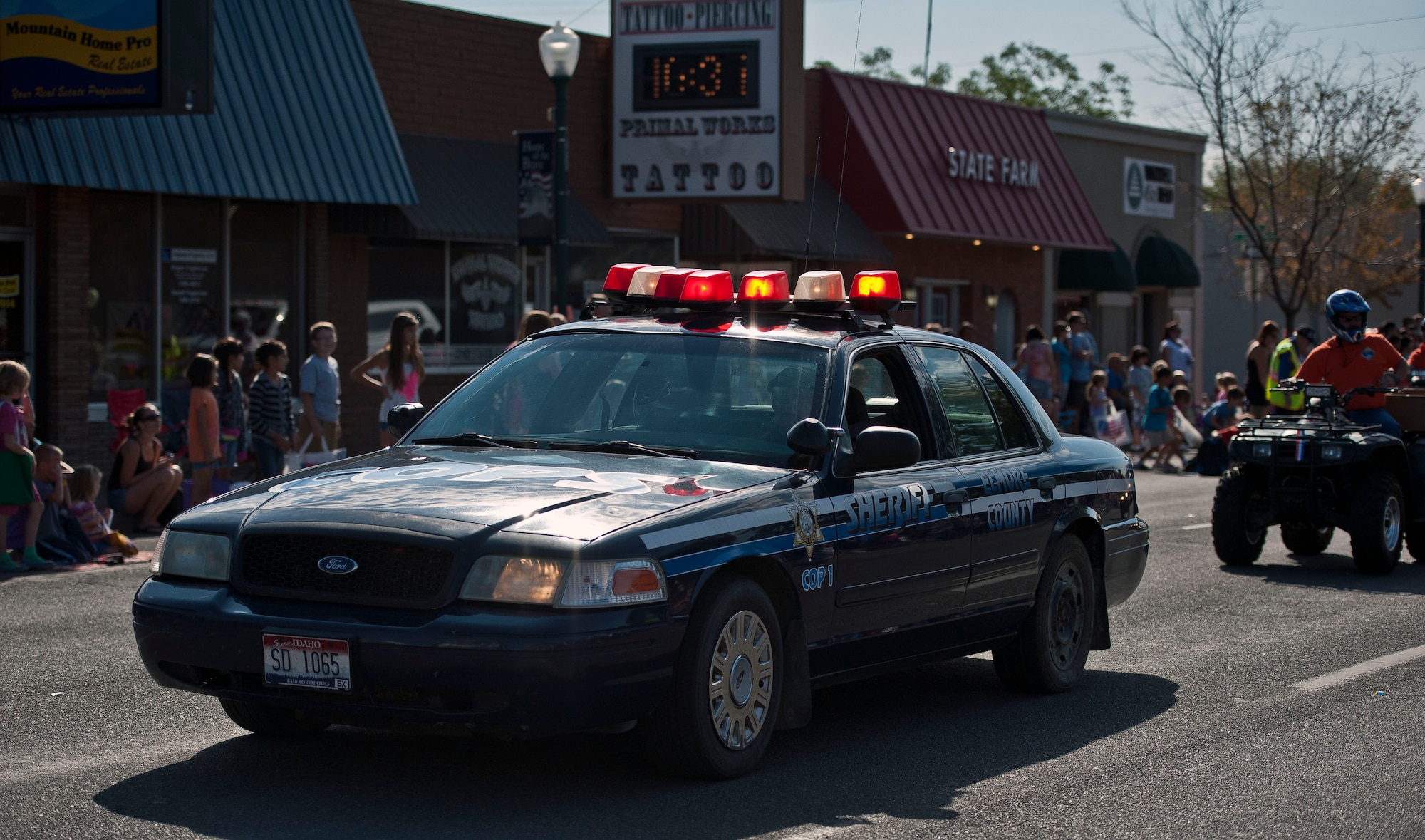 Elmore County Sheriffs ride in the 2013 Air Force Appreciation Day parade in Mountain Home, Idaho, Sept. 7, 2013. The parade is the longest in Idaho, and this year marked the 53rd AFAD celebration. (U.S. Air Force photo by Master Sgt. Kevin Wallace/RELEASED)