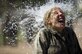 Cadet 4th Class Leah Young cools off during Basic Cadet Training in Jacks Valley in July. Young, a prior-enlisted Airman, was accepted into the Air Force Academy's Class of 2017 on Aug. 6, 2013.