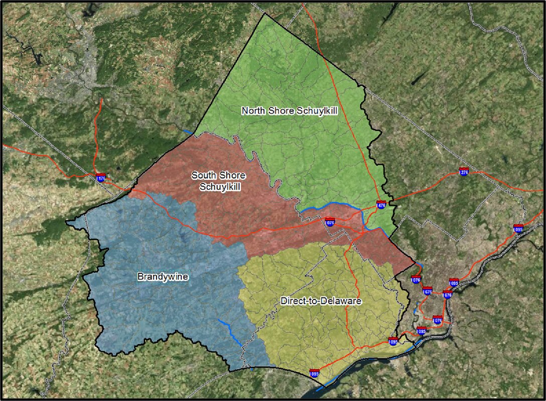 The project area for the development of the decision support tool and project alternatives is divided into 4 sub-basins based on similar characteristics. Analysis can be conducted on watersheds as small as 1.0 square miles.
