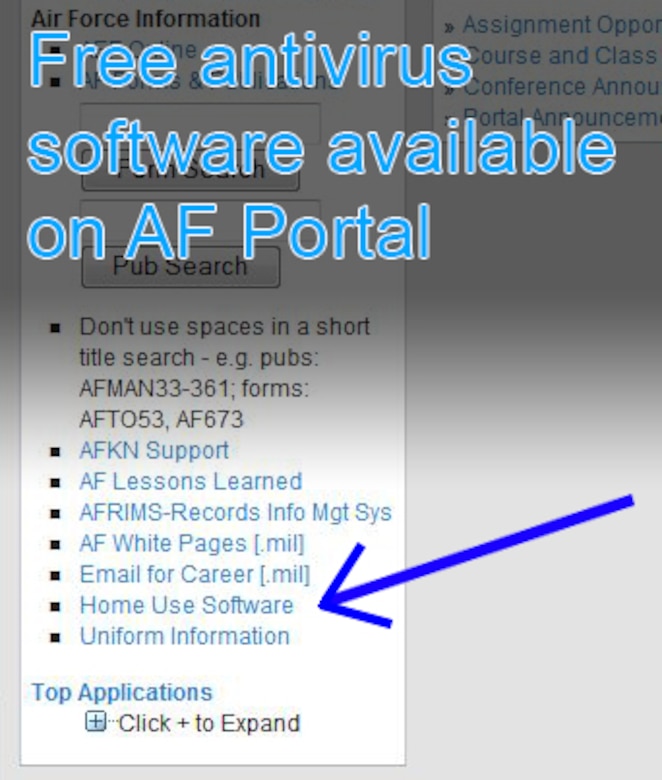 Free anti-virus software available on AF Portal ...