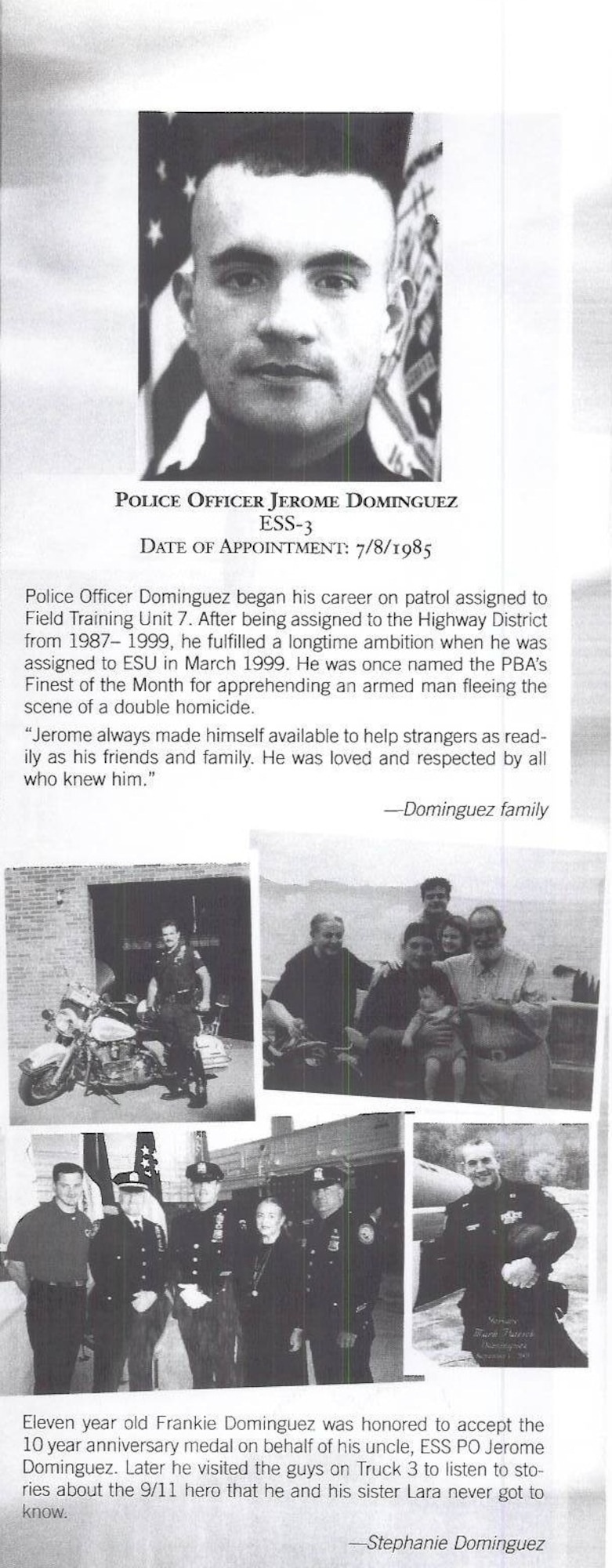 Staff Sgt. Jerome Dominguez, 105th Security Forces Squadron from Stewart Air National Guard Base in Newburgh, New York, was among those killed at the site of the World Trade Center. As an initial responder to the attacks, he was killed while evacuating people from the interior of WTC Tower #2 when it collapsed. (Courtesy photo)