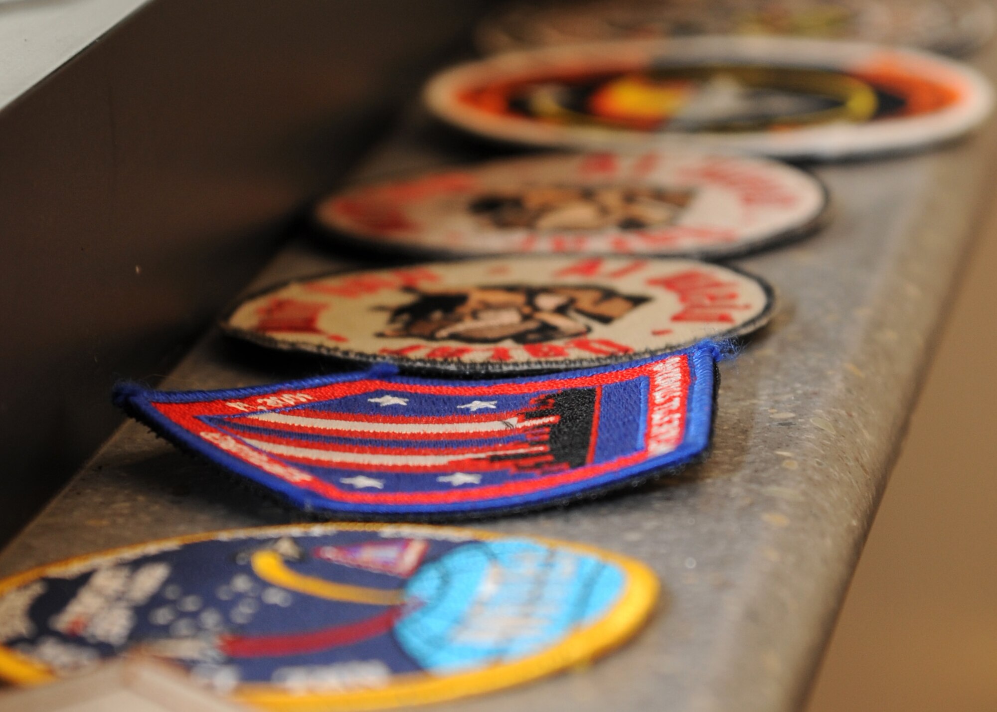 PETERSON AIR FORCE BASE, Colo. – A portion of Lt. Col. Rich Operhall’s collection of more than 15,000 patches are on display in his office here. Operhall began collecting patches in junior high and says his collection fuels his passion of Air Force history and heritage. Operhall said this passion is not as much about the patches as it is the stories and the people who make the Air Force work day-to-day. (U.S. Air Force photo/Staff Sgt. J. Aaron Breeden)