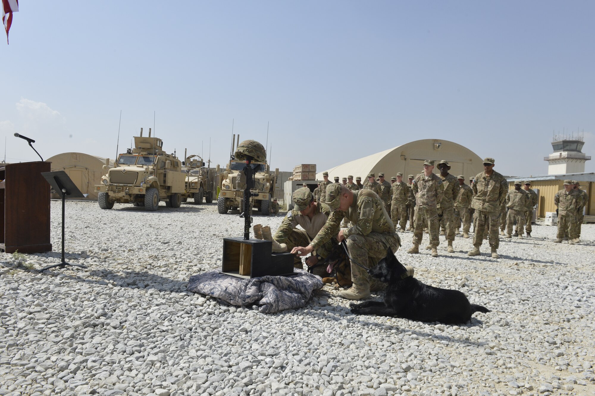 Two memorial services were held here Sept. 9 honoring Staff Sergeant T.J. Lobraico, 755th Expeditionary Security Forces Squadron, deployed from the 105th SFS, Stewart Air National Guard Base in Newburgh, N.Y. (U.S. Air Force photo/Tech. Sgt. Rob Hazelett) 