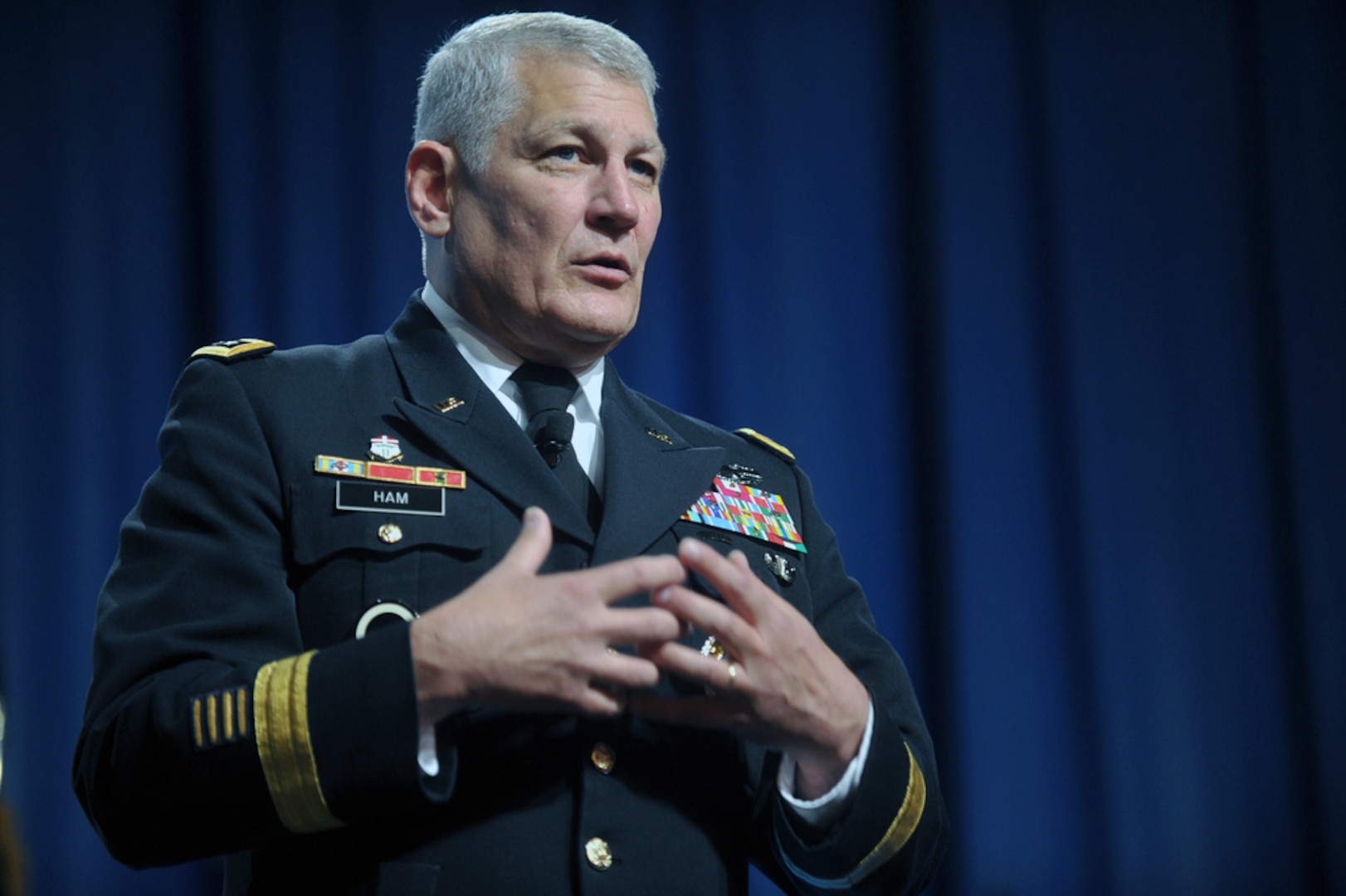 Army Gen. Carter Ham, combatant commander, U.S. Africa Command, addresses the 134th National Guard Association of the United States General Conference in Reno, Nev., on Sept. 10, 2012.