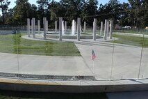 The Onslow Vietnam Veterans Memorial in the Lejeune Memorial Gardens in Jacksonville, N.C. recognizes the nearly ten million service members who served on active duty during the Vietnam era. The memorial's glass walls are inscribed with the names of the 58,229 service members whose lives were lost in the Vietnam War.