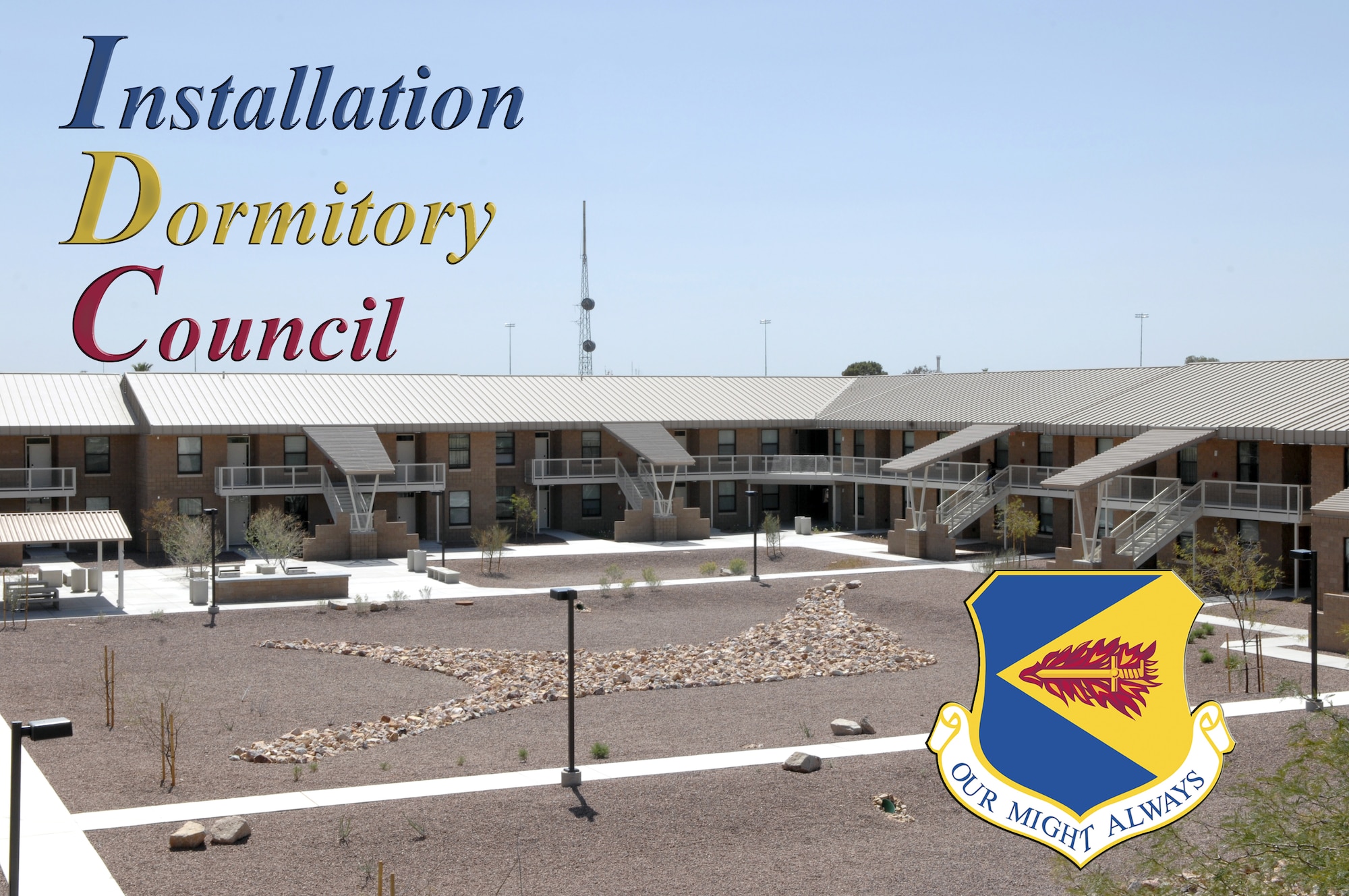 The Installation Dormitory Council at Davis-Monthan Air Force Base, Ariz. is giving Airmen the opportunity to take control of the quality of life on the dormitory campus. When fully manned, the IDC is composed of Airmen living in the dorms, the base command chief, chief master sergeant representatives, first sergeants and Unaccompanied Housing Airmen dormitory leaders. Through the IDC, Airmen respresentatives are able to present ideas and concerns that affect the living standards of dorm residents directly to the base leadership. (U.S. Air Force graphic by Senior Airman Timothy Moore/Released)