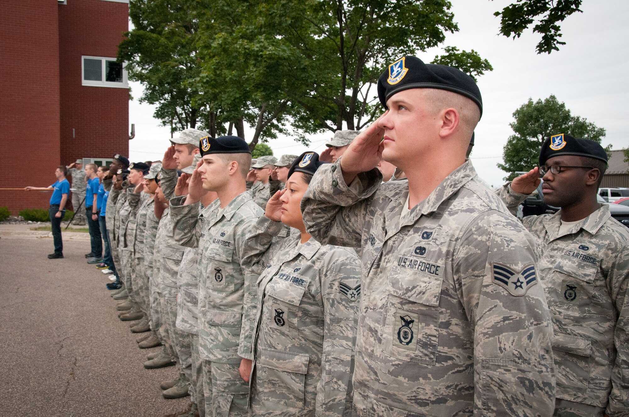 Members of the 934th Airlift Wing hold a Rememberance Ceremony in honor of those lost 9/11 during the September Unit Training Assembly weekend at the Minneapolis-St. Paul Air Reserve Station, Minn.  (U.S. Air Force photo/MSgt. Scott Farley)
