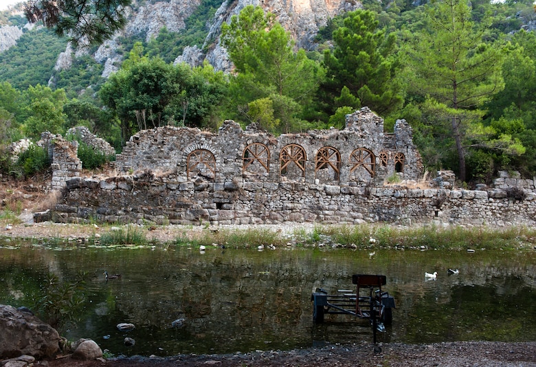 The ruins of the ancient Lycian city of Olympos remain in a river valley near the Mediterranean coast Sept. 2, 2013, near Antalya, Turkey. In 78 BC, the Roman commander Publius Servilius Isauricus and Julius Caesar took the city and added it to the Roman Empire. (U.S. Air Force photo by Senior Airman Daniel Phelps/Released)