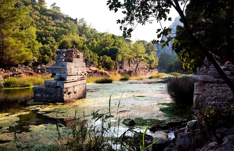 Remains of the ancient Lycian city of Olympos rest in a river Sept. 2, 2013, near Antalya, Turkey. The city of Olympos was established during the Hellenistic period and presumably took its name from the nearby mountain. (U.S. Air Force photo by Senior Airman Daniel Phelps/Released)