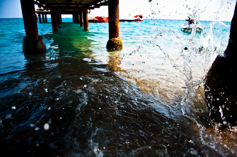 Water splashes under a dock Sept. 1, 2013, near Antalya, Turkey. Antalya is one of the world’s top tourist destinations. (U.S. Air Force photo by Senior Airman Daniel Phelps/Released)