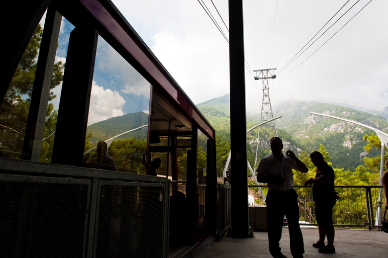The Olympos cable car waits to take passengers up to the mountain’s peak Sept. 1, 2013, near Antalya, Turkey. The peak of Mount Olympos is 2,365 meters, or about 7,858 feet, above sea level. (U.S. Air Force photo by Senior Airman Daniel Phelps/Released)