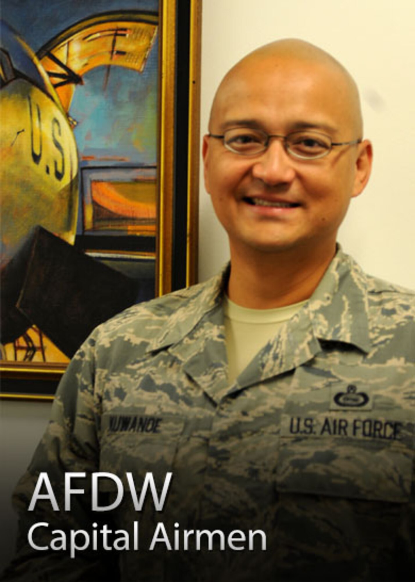 Senior Master Sgt. Frank Kuwanoe, Air Force District of Washington superintendent of intelligence, Joint Base Andrews, Md., is an AFDW Capital Airman. (U.S. Air Force photo by Tech. Sgt. Tammie Moore)