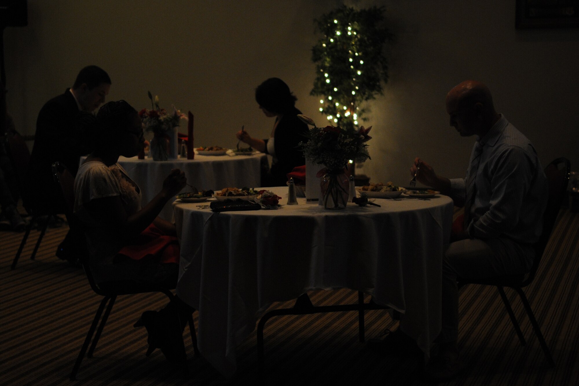 GOODFELLOW AIR FORCE BASE, Texas -- Couples take part in a romantic dinner during the MarriageCare Retreat at the Event Center Sept. 7. The MarriageCare Retreat provides couples an opportunity to enhance their marriage through a variety of activities. (U.S. Air Force photo by Staff Sgt. Laura R. McFarlane)
