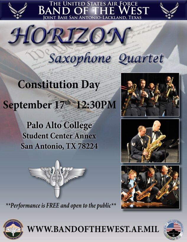 Horizon Saxophone Quartet Constitution Day Flyer
