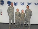 From left to right, Senior Airman Keegan Hoover, 802nd Logistics Readiness Squadron, Senior Aiman Brittany Gomez, 59th Medical Operations Squadron, Staff Sgt. Desiree Escheverri, 59th Radiology Squadron, and now Staff Sgt. John Chalut, 