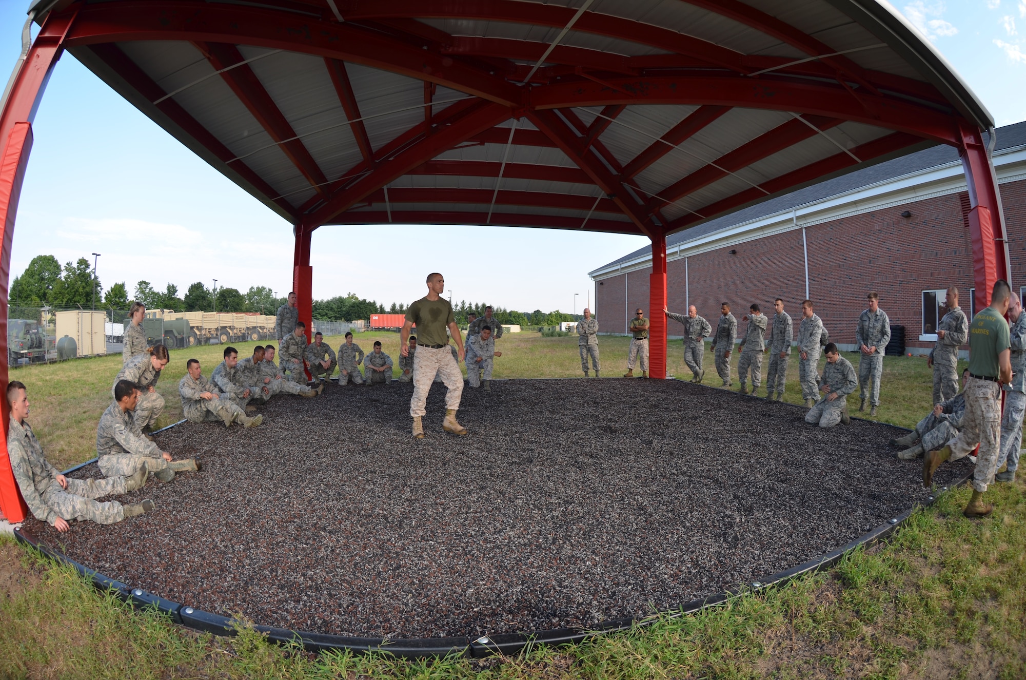 In August, thirty-three of Westover’s Security Forces Airmen participated and received certificates for completion of 27.30 hours of rigorous training, taught by Marine MCMAP instructors attached to the Marine Air Support Squadron-6 on base.The Marine Corps Martial Arts Program is a combination of different martial arts brought together to create one fighting style. MCMAP combines the basics of boxing, Judo and Ju Jitsu. (U.S. Air Force photo/SrA. Kelly Galloway)