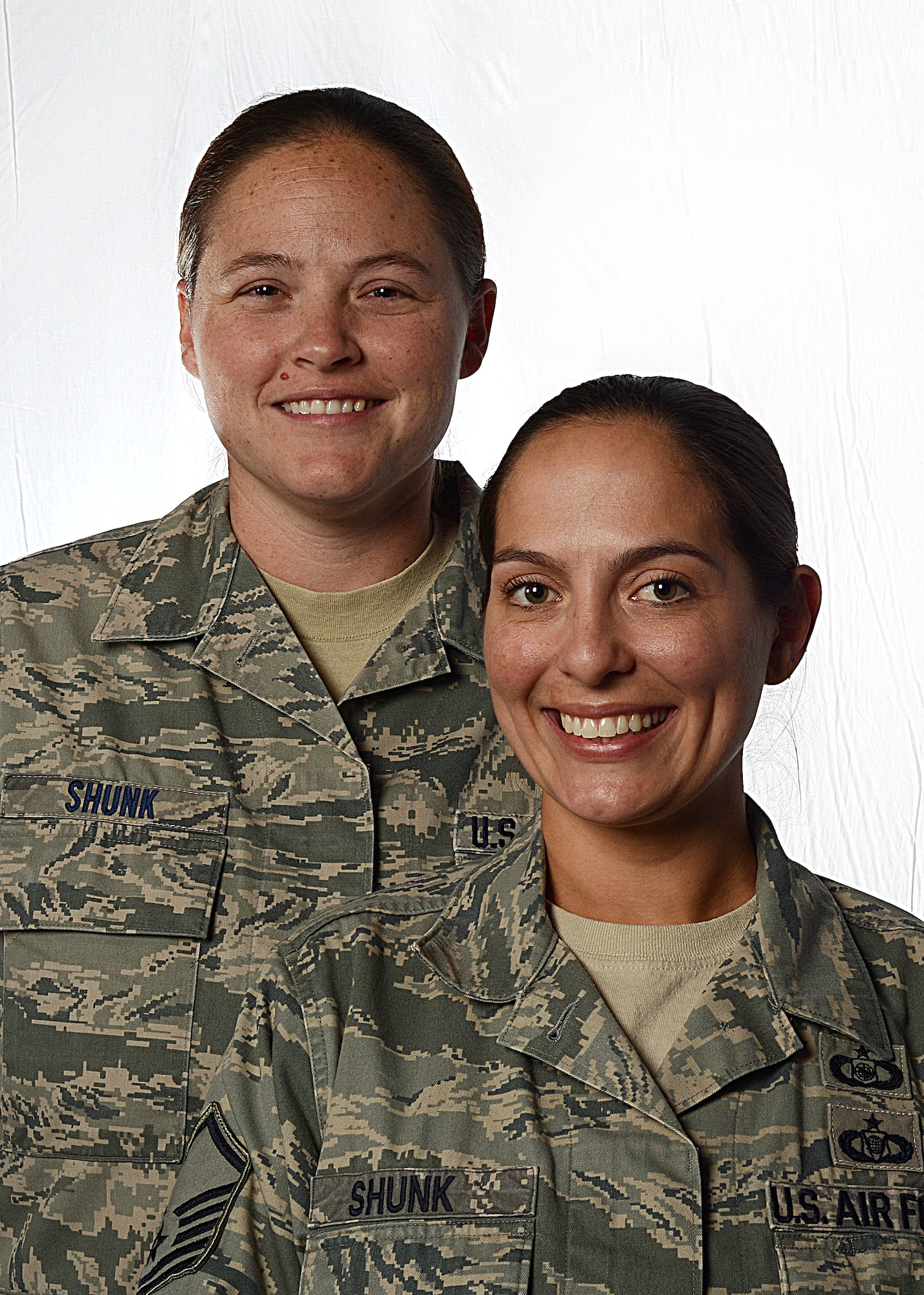 Tech. Sgt. Stacy Shunk, and Master Sgt. Angela Shunk, both assigned to Aviano Air Base, Italy, are the first Air Force same-sex couple to be accepted for an assignment under the join spouse program.