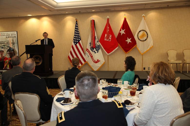 IWR and ICIWaRM Director Robert Pietrowsky accepts the 2013 LTG John W. Morris Civilian of the Year Award at the National Awards Dinner.