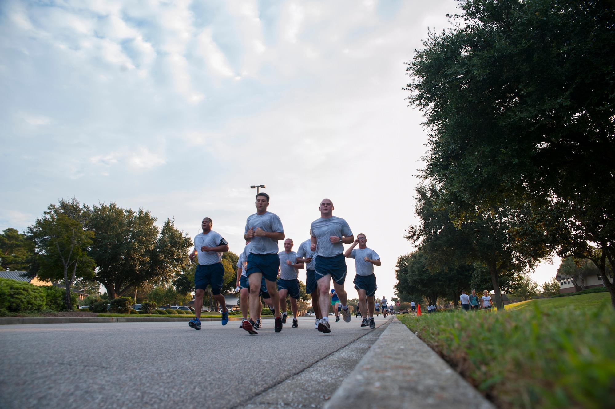 Joint Base Charleston Airmen participate in the "Run the Runway 5" Sept. 13, 2013 at Joint Base Charleston, S.C. This is the first time that "Run the Runway" was used as a commander's challenge and the run brought in over 700 Joint Base Charleston participants. The event was held to celebrate the delivery of the last U.S. Air Force C-17 to Joint Base Charleston. (U.S. Air Force photo/Senior Airman Ashlee Galloway)
