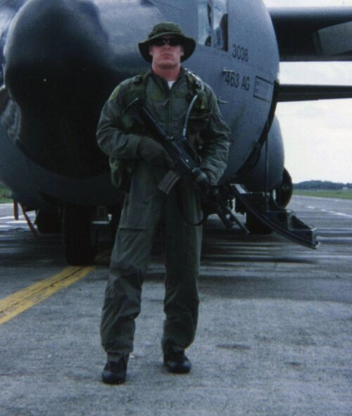 Prior to commissioning as an Air Force officer, U.S. Air Force Capt. Frank Zientek, 317th Airlift Group, served as a security forces Airmen. During that time, he was selected to become a Phoenix Raven, which is a specially trained security forces member that conducts missions that deal with protecting Air Force assets and personnel at austere airfields around the globe. (Courtesy photo)