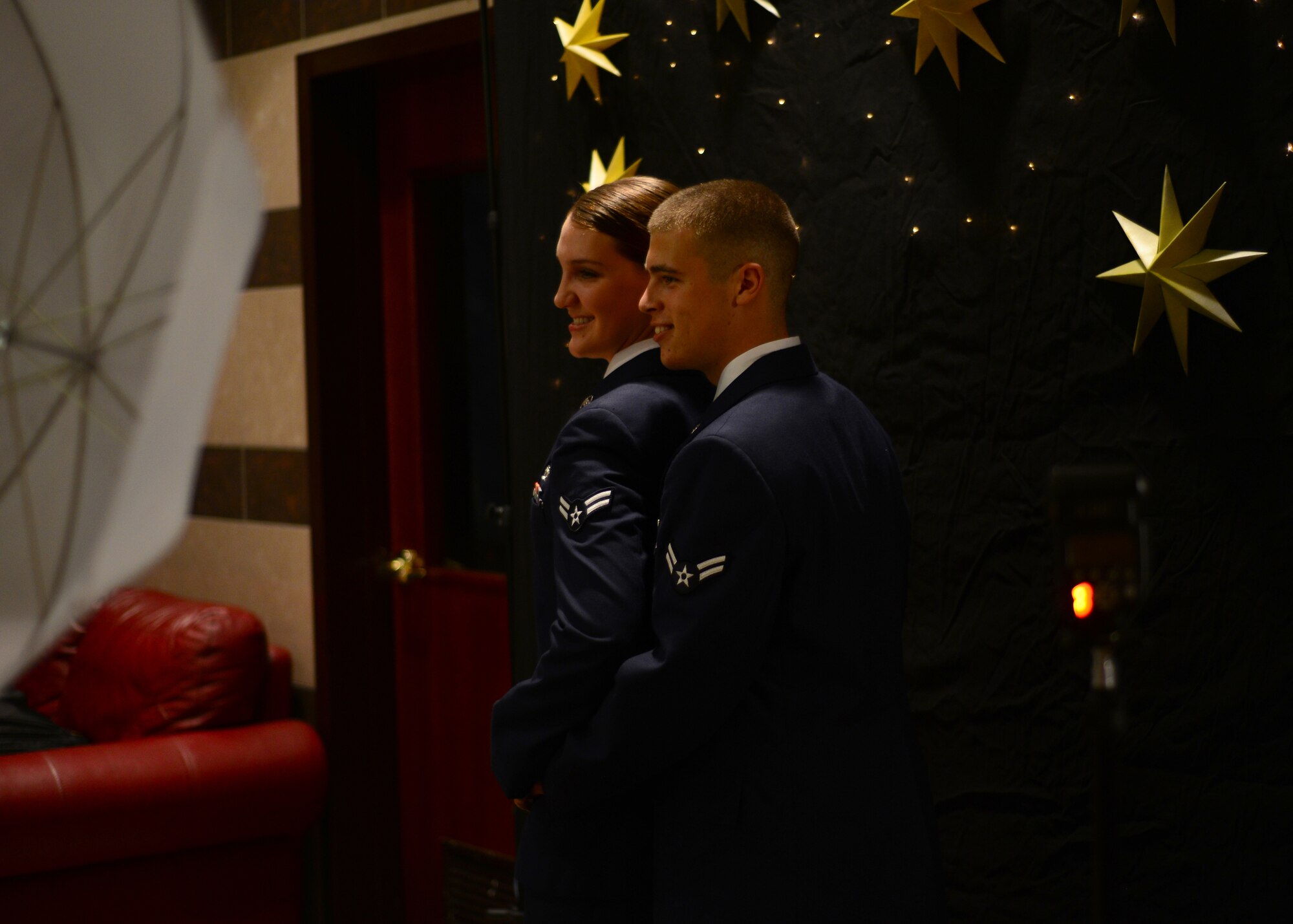A service member poses with his spouse for a photo at the Aviano Air Force Ball Sept. 6, 2013, at Aviano Air Base, Italy. Originally part of the U.S. Army, the U.S. Air Force became a separate branch on Sept. 18, 1947. (U.S. Air Force photo/Senior Airman Michael Battles)