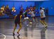 U.S. and U.K. service members face off during a soccer tournament at the 379th Air Expeditionary Wing in Southwest Asia, Sept. 8. 2013. The competition was comprised of 10 teams, two of which were solely British, competing  in two individual leagues, with the first and second place teams in each league playing off for the right to reach the final. (U.S. Air Force photo/Staff Sgt. Benjamin W. Stratton)