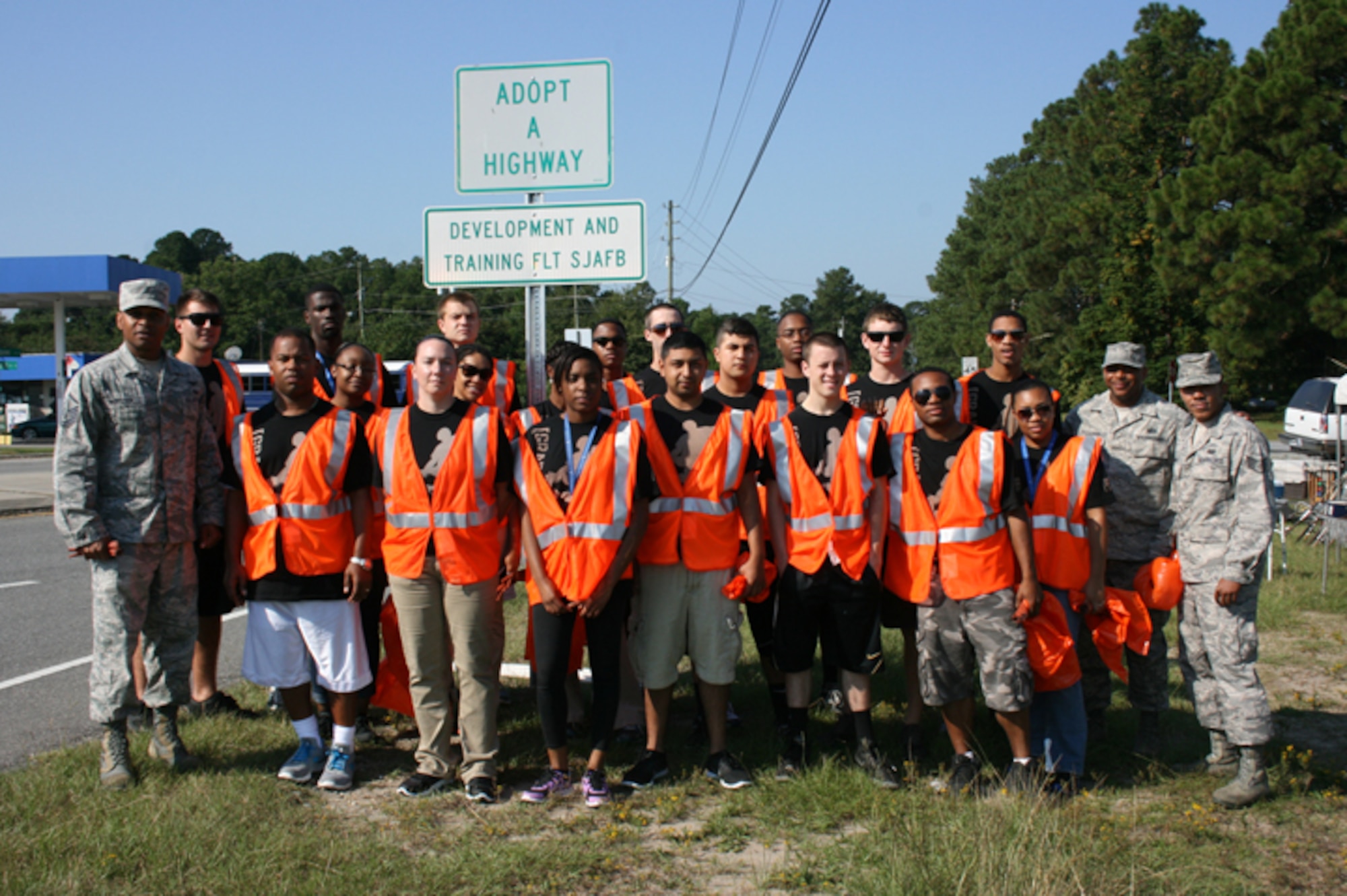 Members of the 916th Air Refueling Wing Development and Trainnig Flight adopted a highway and recently spent some time beautifying their new area. (USAF courtesy photo)