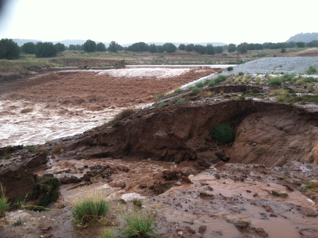 PUERTO de LUNA, N.M., --Looking south and upstream at the West Puerto de Luna Diversion Dam (aka: Giddings Baca) on Agua Negra Creek near here, Sept. 13, 2013.