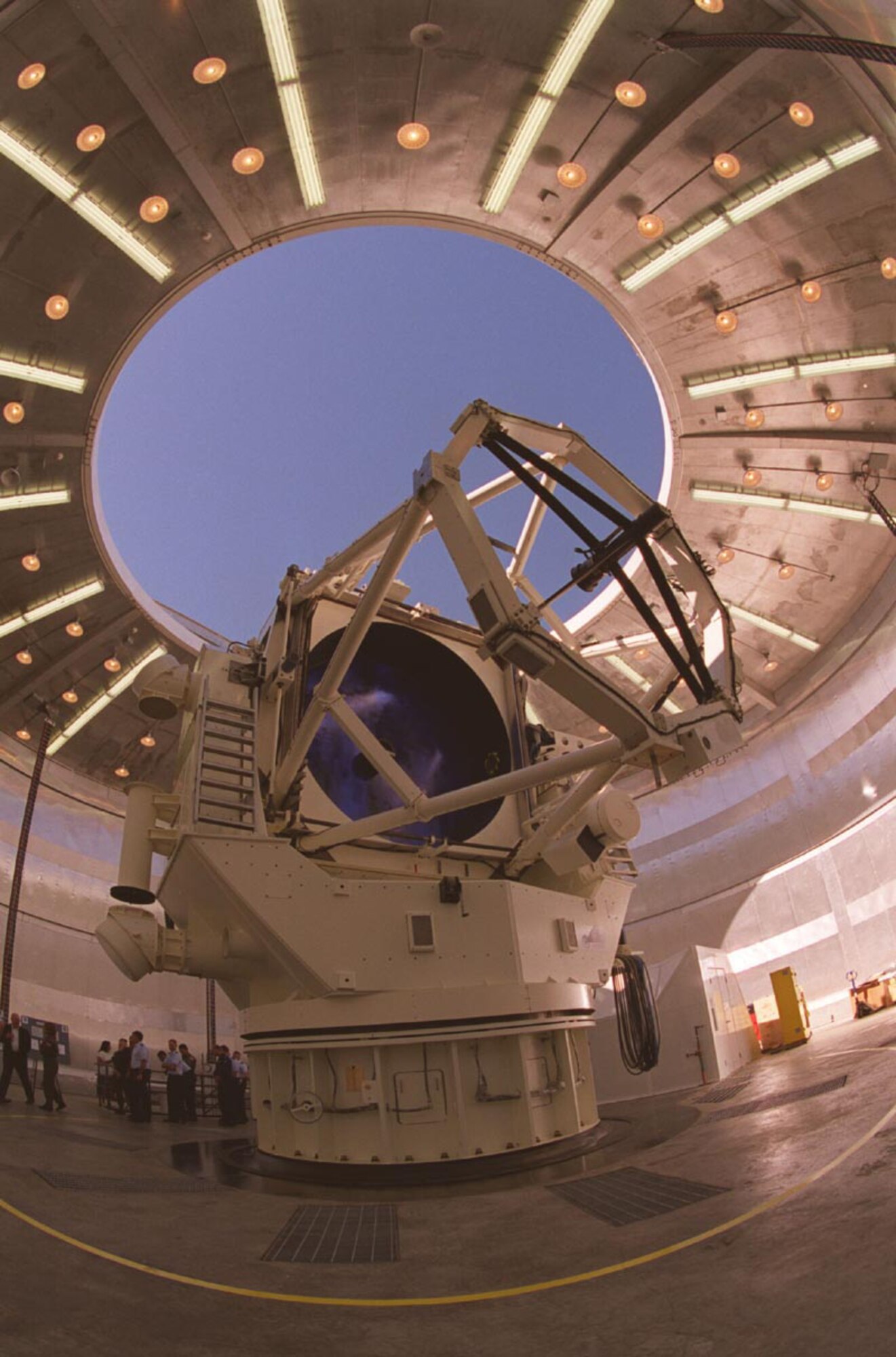 The 3.6-meter, 75-ton Advanced Electro-Optics System telescope at the Air Force Research Laboratory’s Air Force Maui Optical & Supercomputing site is the largest telescope in the Department of Defense. The telescope is designed for collecting data with visible and infrared sensors to track satellites and other objects in the near-Earth region and in deep-space. (Photo courtesy AFRL)