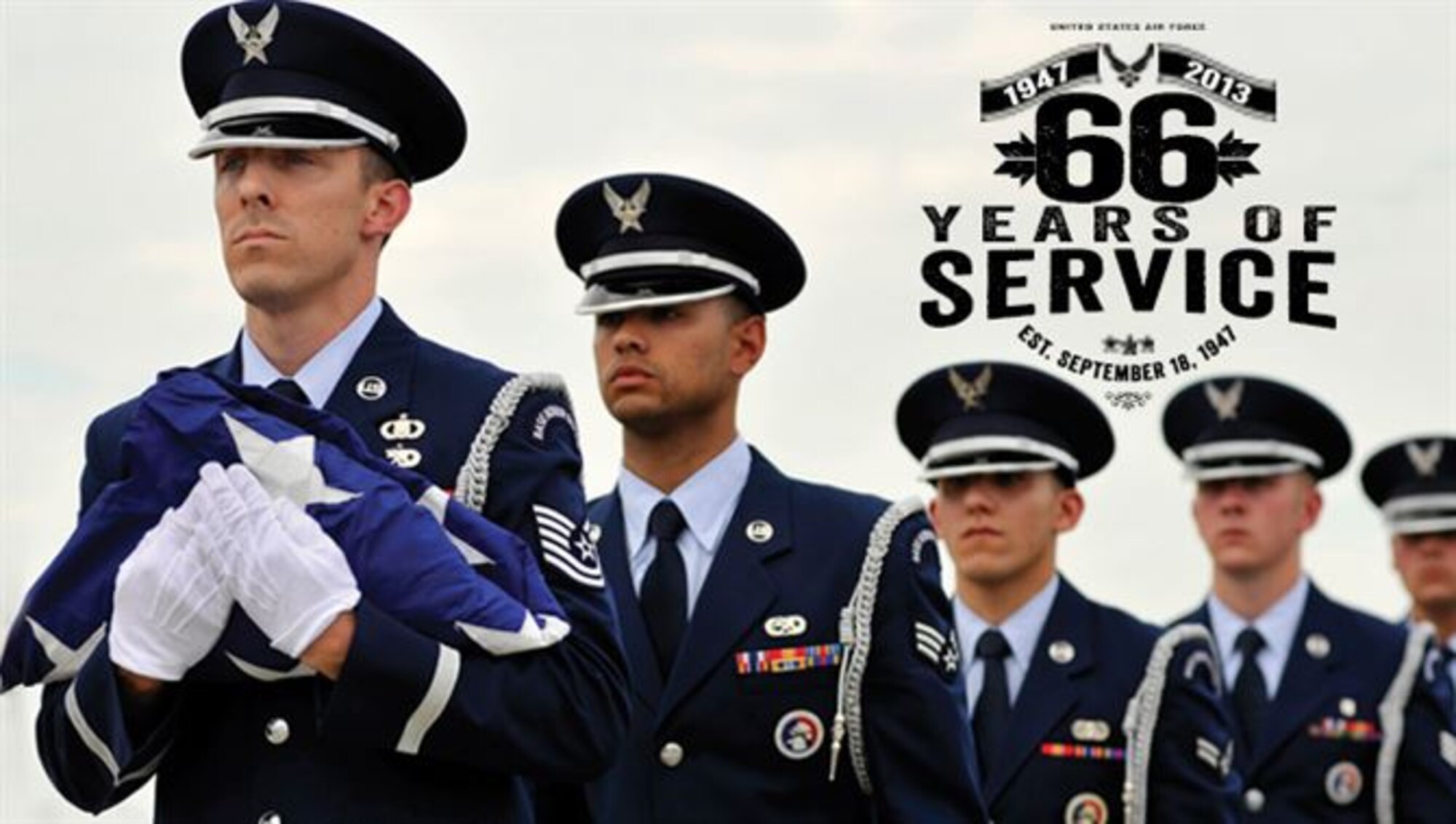 Senior leaders send a birthday message to Airmen worldwide as the Air Force celebrates its 66th birthday on Sept. 18, 2013. (Photo and graphic by Luis Jimenez)
