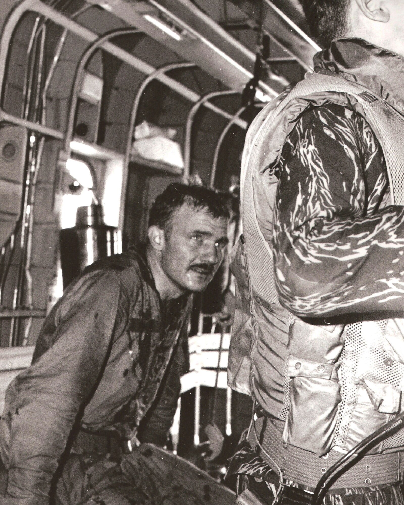 U.S. Air Force 2nd Lt. William E. Townsley, left, rests after being shot down and rescued in Vietnam, 1968. Townsley, an O-2B Super Skymaster pilot, was on his seventh day of flying when he and his combat training instructor pilot were shot down in Vietnam. (Courtesy photo/Released)