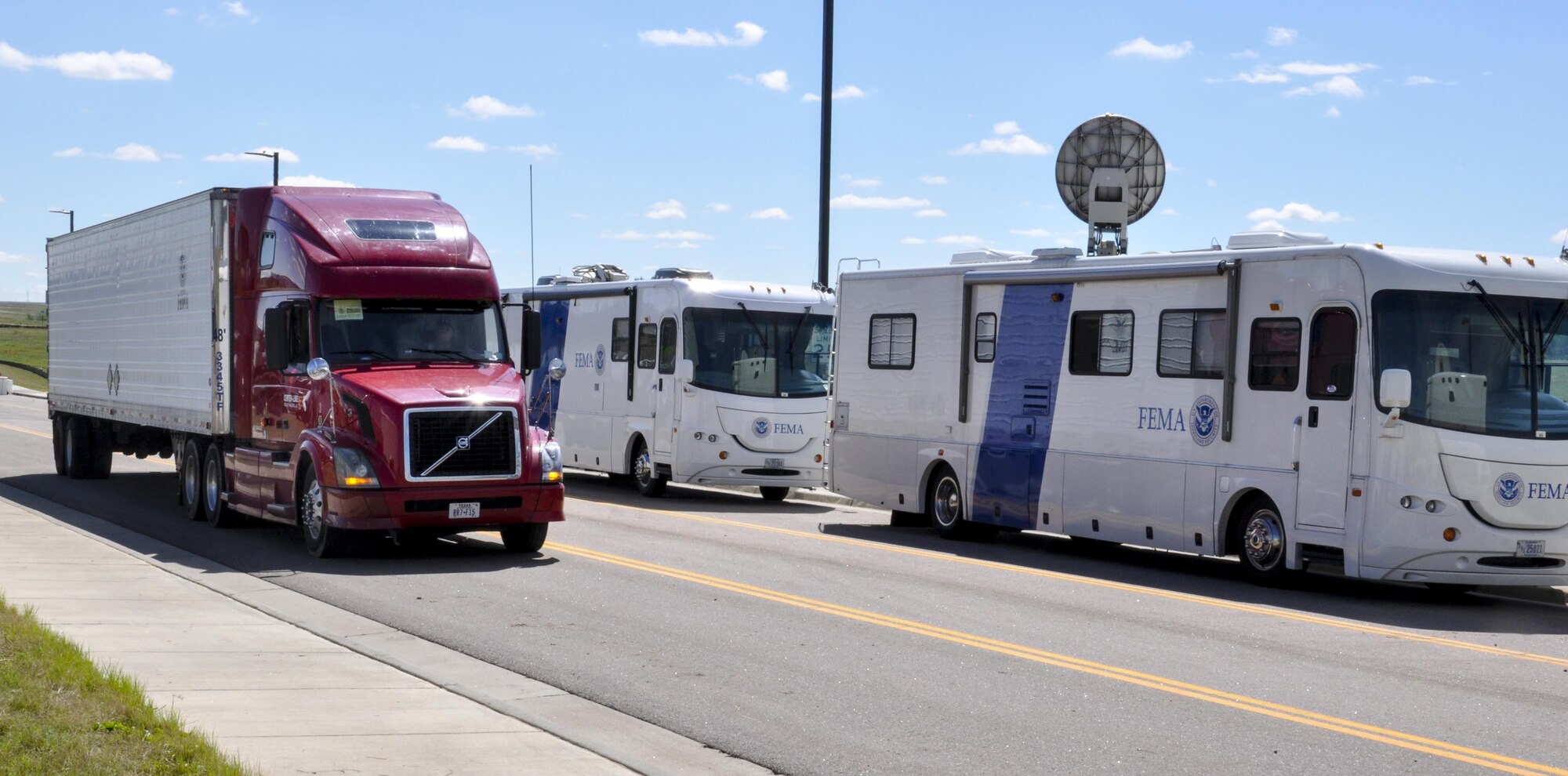 The Federal Emergency Management Agency began staging operations out of Buckley Air Force Base, Colo., Sept. 14, 2013, after Gov. John Hickenlooper declared a national emergency and President Barack Obama approved federal support. Since then, FEMA has sent out nearly 50 trucks loaded with meals, water, cots and blankets, as well as many other needed materials.