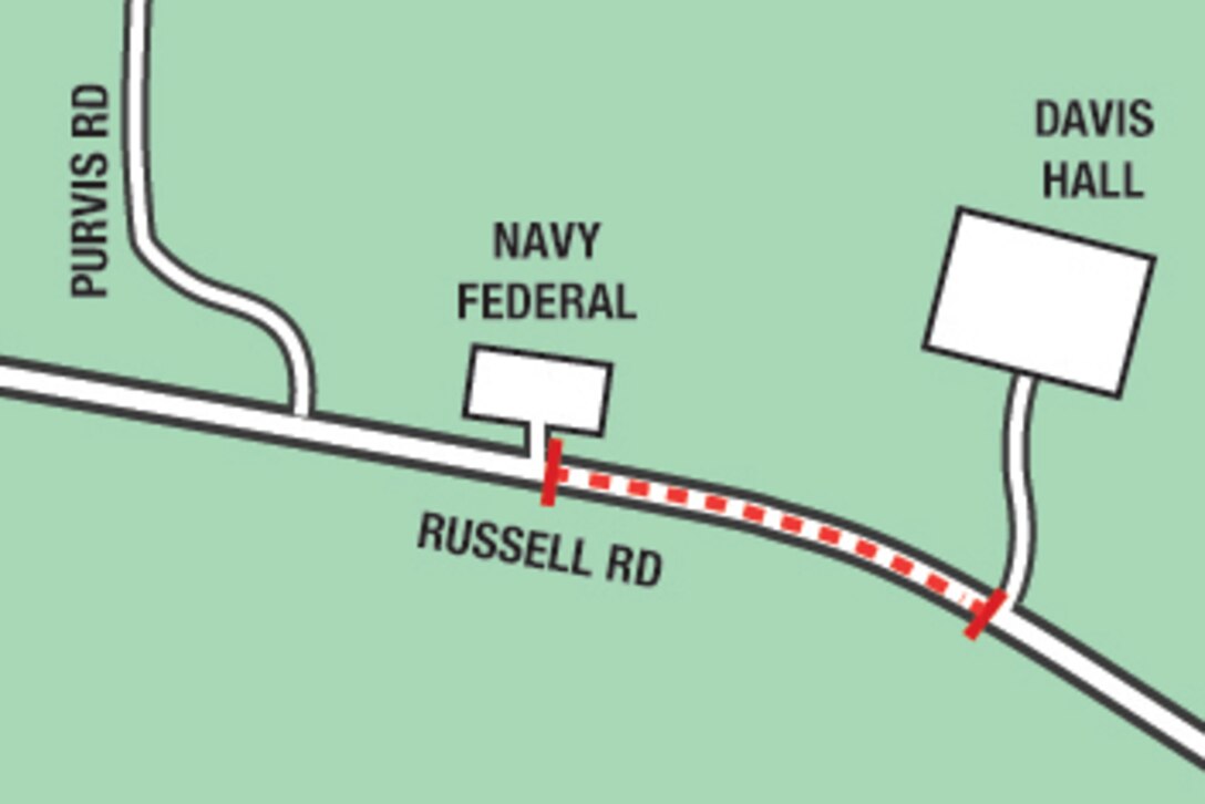 Phase 2 of the Russell Road widening will run about half a mile from the Marine Corps Federal Credit Union to the Davis Center. Preliminary work is to begin sometime between Sept. 23 and Oct. 4. 