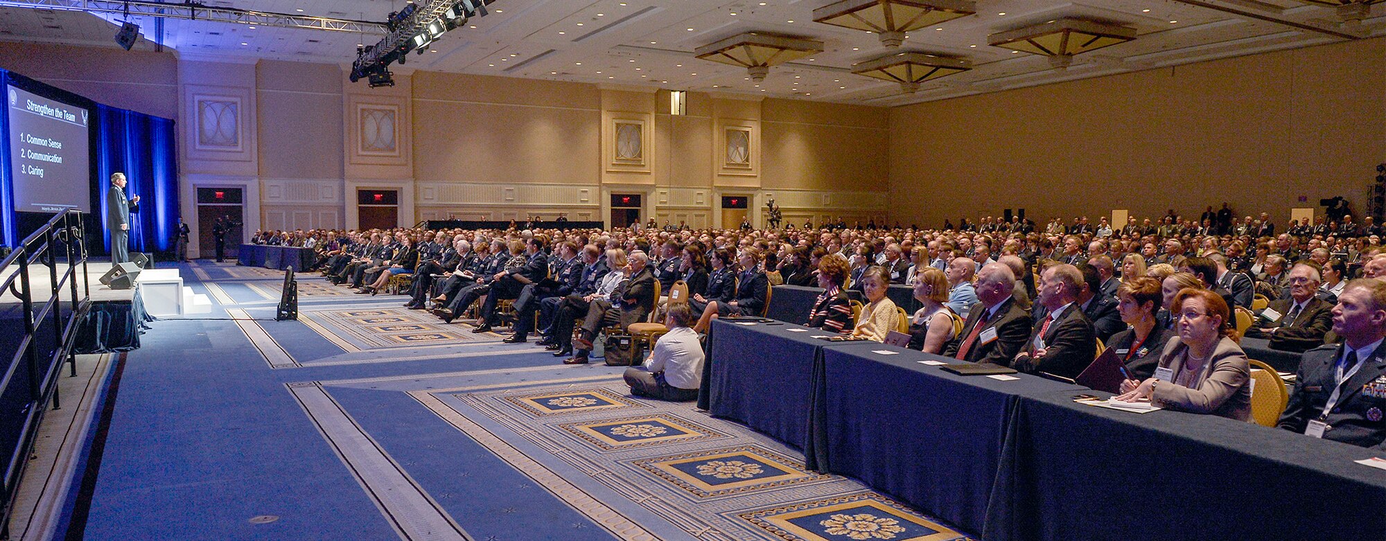 Air Force Chief of Staff Gen. Mark A. Welsh III presents the annual Air Force Update keynote address at the Air Force Association's 2013 Air & Space Conference and Technology Exposition Sept. 17, 2013, in Washington, D.C. During his speech, Welsh gave an update on the Air Force’s current status, capabilities and issues ahead. (U.S. Air Force photo/Michael J. Pausic)