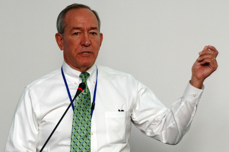 Roger Lindsey, a professional engineer with Metro Water Services Storm Water Division, speaks about the Situational Awareness for Flooding Events (SAFE) Tool Sept. 17, 2013 during the Silver Jackets Kick-Off at the Tennessee Emergency Management Agency in Nashville, Tenn.