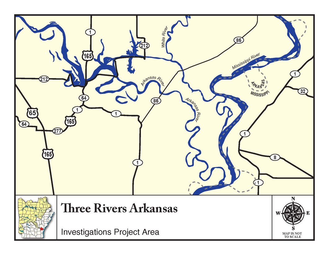 A “new start” and funding of $100,000 is needed to complete a 905(b) reconnaissance study of the water resource problems in south-east Arkansas where the Arkansas, Mississippi, and White Rivers converge. 