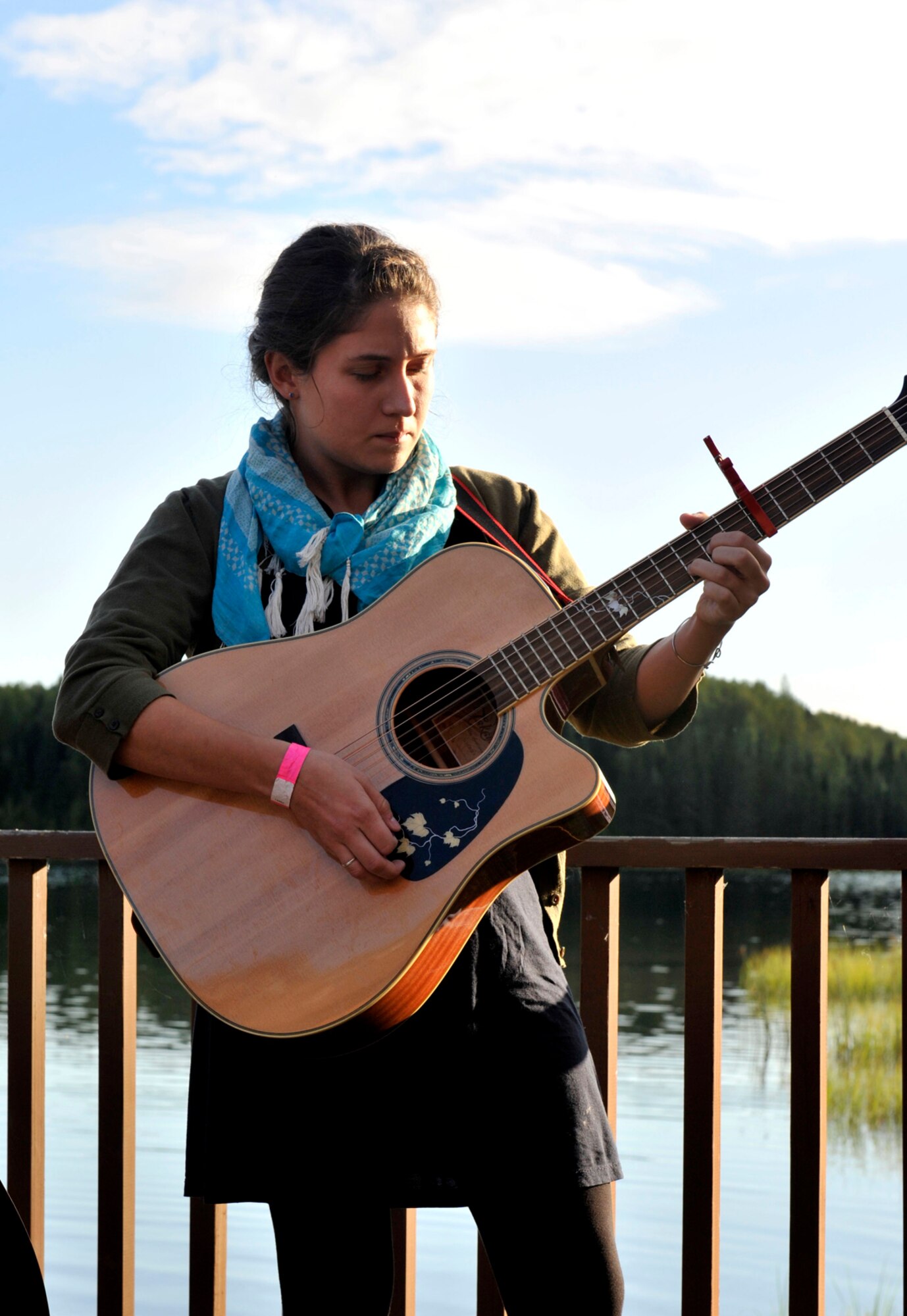 Anna Lynch performs for families during the 3rd Annual Family Activity Night on Joint Base Elmendorf-Richardson Sept. 11. Survivor Outreach Services provided free live entertainment and free dinner for participants. Lynch performed free of charge for the event. (U.S. Air Force photo/Airman 1st Class Tammie Ramsouer)
