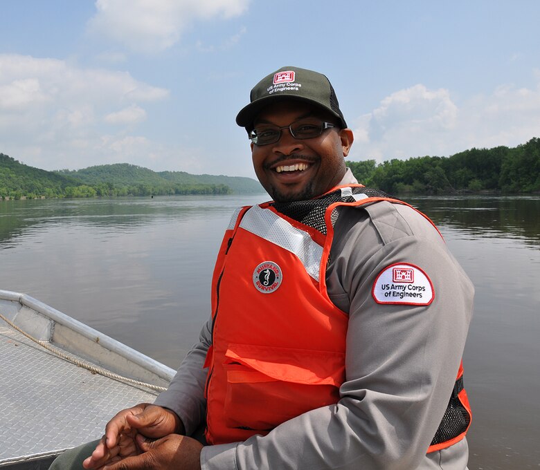 Bobby Jackson, operations, conducts research along the Mississippi River near Red Wing, Minn., June 10. The district’s foresters are planting thousands of trees to help improve the wildlife habitat in the area.