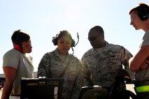 Airmen from the 12th Aircraft Maintenance Unit perform system analyses on a RQ-4 Global Hawk prior to launch Sept. 17, 2013, at Beale Air Force Base, Calif. The Northrop Grumman Corp. announced the aircraft achieved 100,000 flight hours Sept. 5. (U.S. Air Force photo by Airman 1st Class Bobby Cummings/Released)