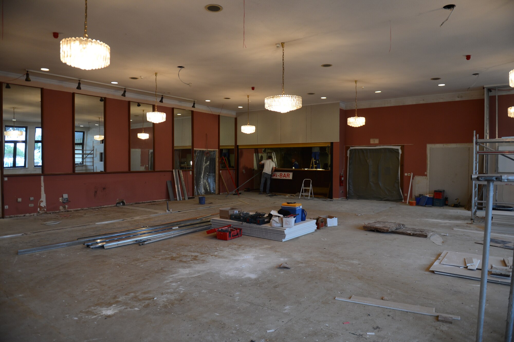 SPANGDAHLEM AIR BASE, Germany -- Construction at the Golden Dragon Restaurant continues Sept. 17, 2013. The planned completion date is October 2013. (U.S. Air Force photo by Airman 1st Class Gustavo Castillo/Released)
