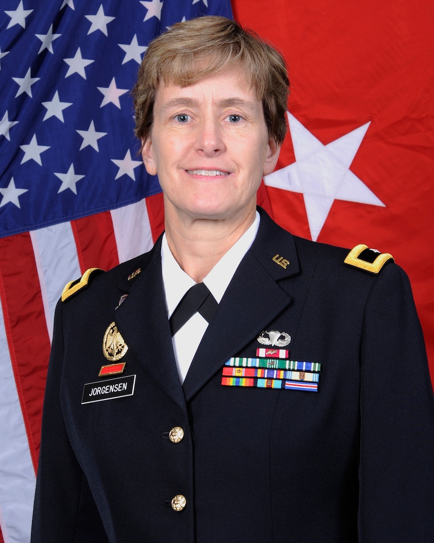 Catherine Jorgensen today becomes the Alaska National Guard's first female brigadier general.