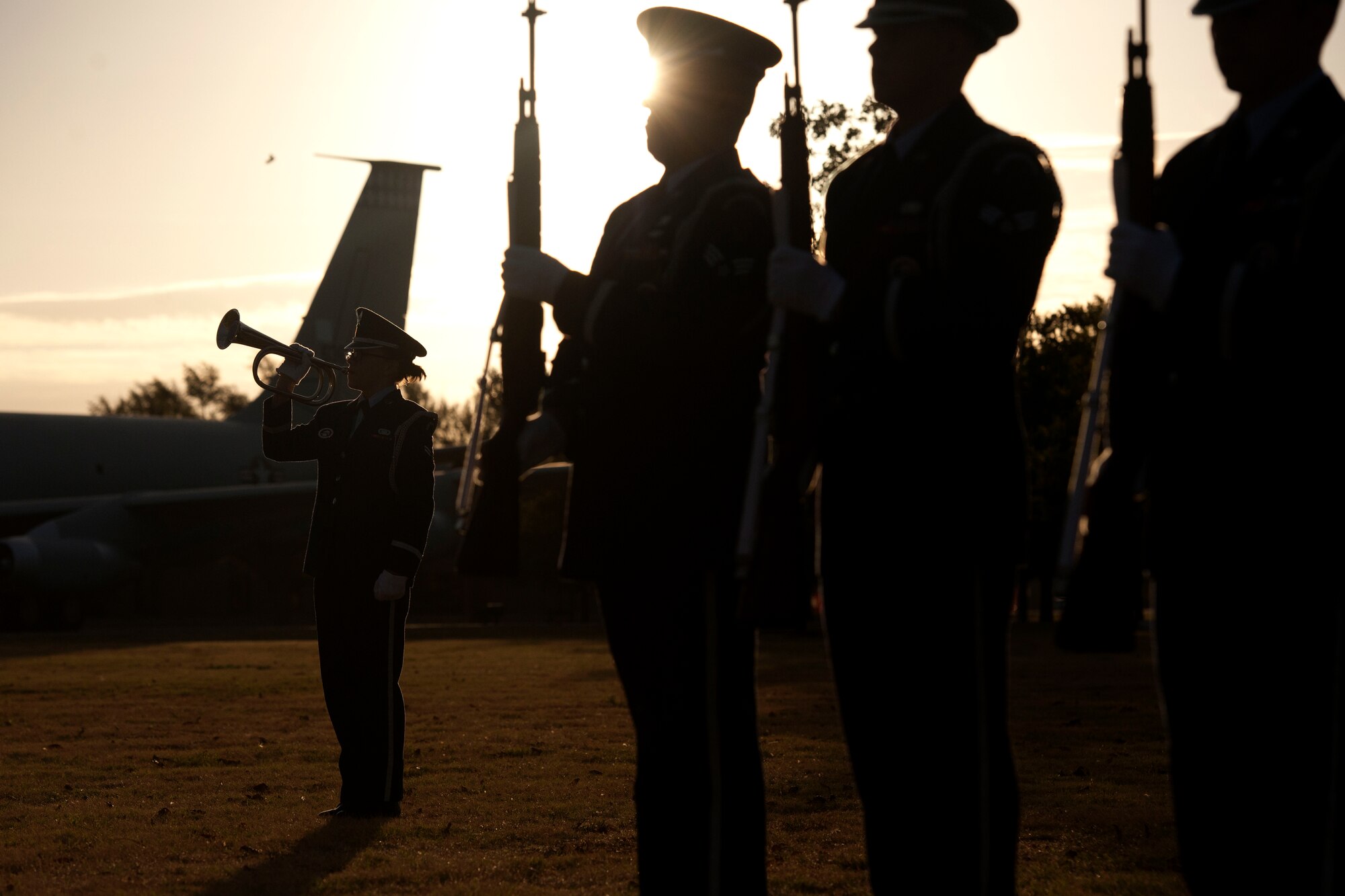 ALTUS AIR FORCE BASE, Okla. – Altus AFB Honor Guard members perform a twenty-one gun salute and a bugle playing of “Taps” during the third annual Prisoners of War and Missing in Action Remembrance Ceremony at the Wings of Freedom Park Sept. 19.  This was among several events in remembrance of those who were imprisoned while serving in conflicts and those who remain missing as part of National POW/MIA Recognition Day. (U.S. Air Force photo by Senior Airman Jesse Lopez/Released)