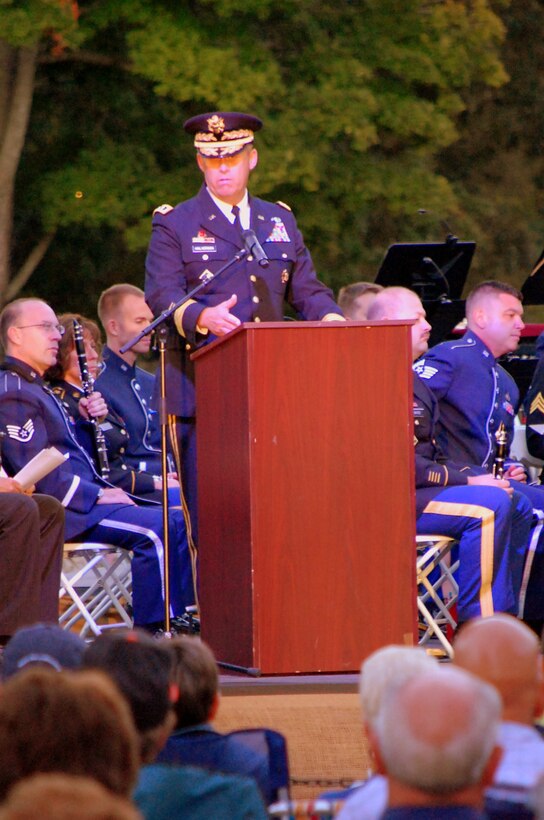 Vice Commander for US Army Training and Doctrine Command speaks before the Constitution Day concert in Williamsburg, VA Tuesday, September 17, 2013.