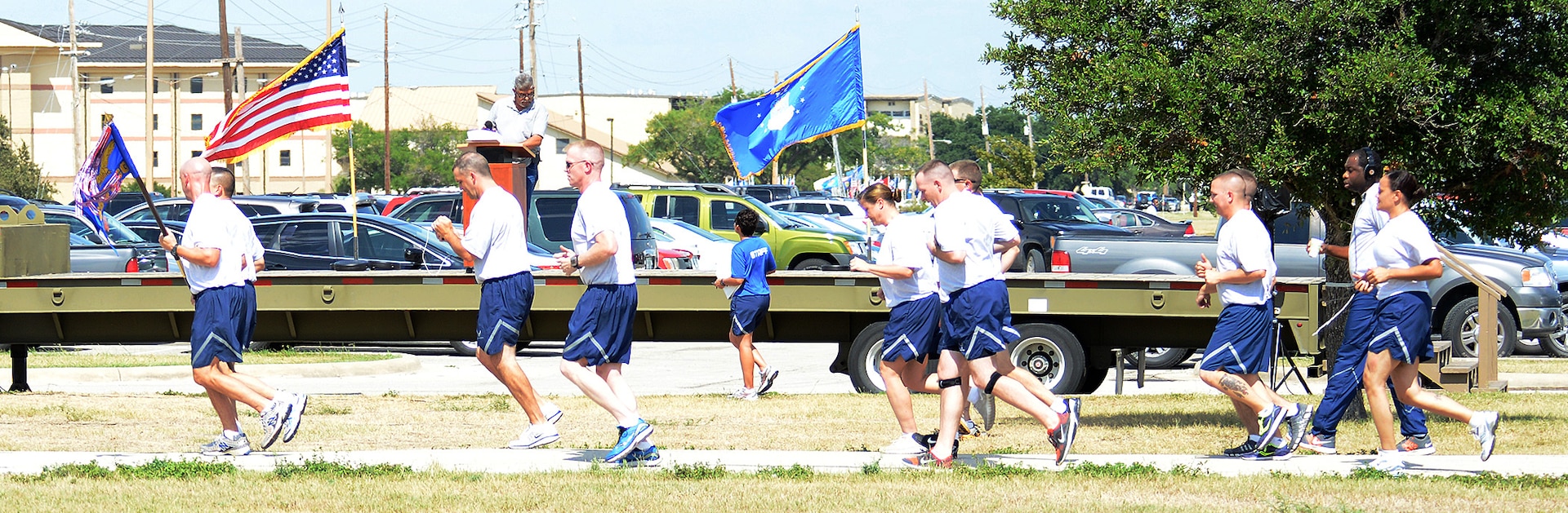 More than 800 people took part in this year’s Joint Base San Antonio 9/11 Commemorative Run at the Joint Base San Antonio-Lackland 1.5-mile track. Throughout the run, volunteers read the names of the nearly 3,000 people that died that day in 2001 at the World Trade Center, the Pentagon and in Shanksville, Pa. (U.S. Air Force Photo by Ben Faske)