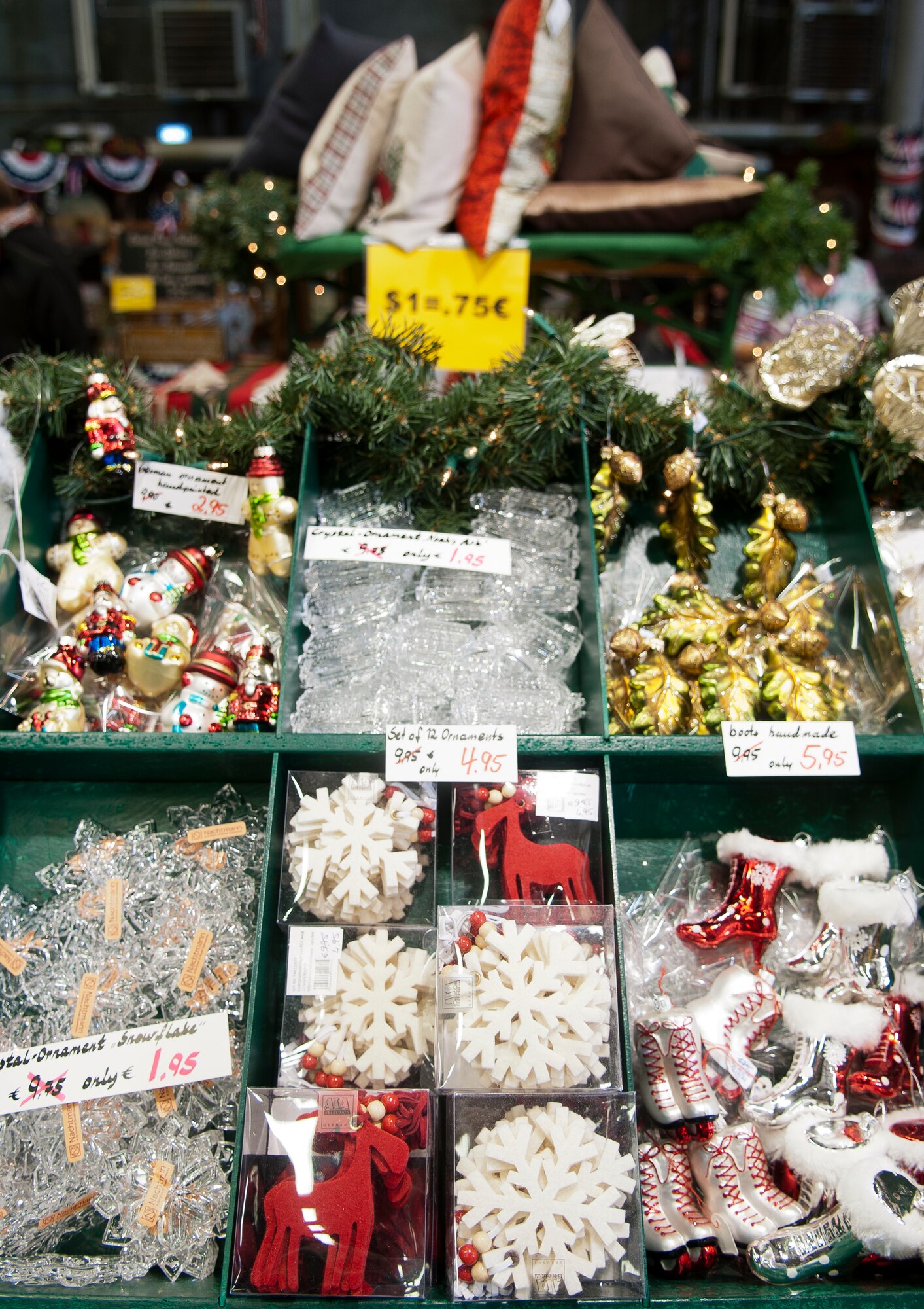 Christmas items await purchase at the Ramstein Welfare Bazaar, Sept. 13, 2013, Ramstein Air Base, Germany.  (U.S. Air Force photo/Senior Airman Jose L. Leon)