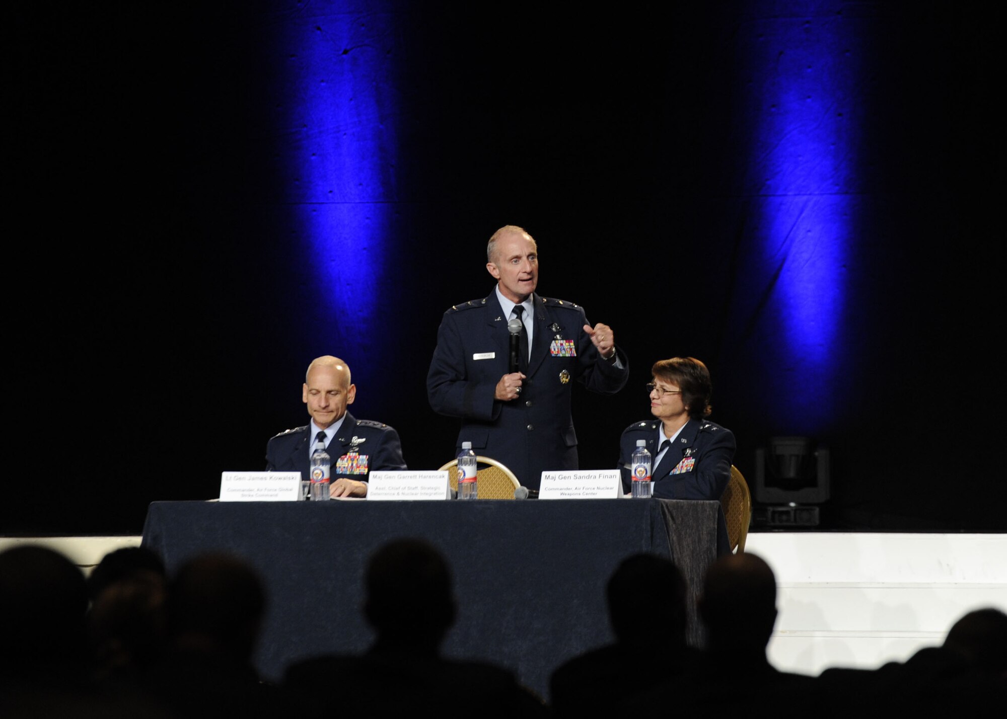 Maj. Gen. Garrett Harencak addressed the audience during the “Nuclear Enterprise Panel” Sept. 17, 2013, at the Air Force Association’s 2013 Air & Space Conference and Technology Exposition in Washington, D.C. Harencak said there has not been a time where there has been a safer, more secure nuclear enterprise than today. Harencak is the Air Force Strategic Deterrence and Nuclear Integration assistant chief of staff. (U.S Air Force Photo/Airman 1st Class Nesha Humes) (Photo by Airman 1st Class Nesha Humes)
