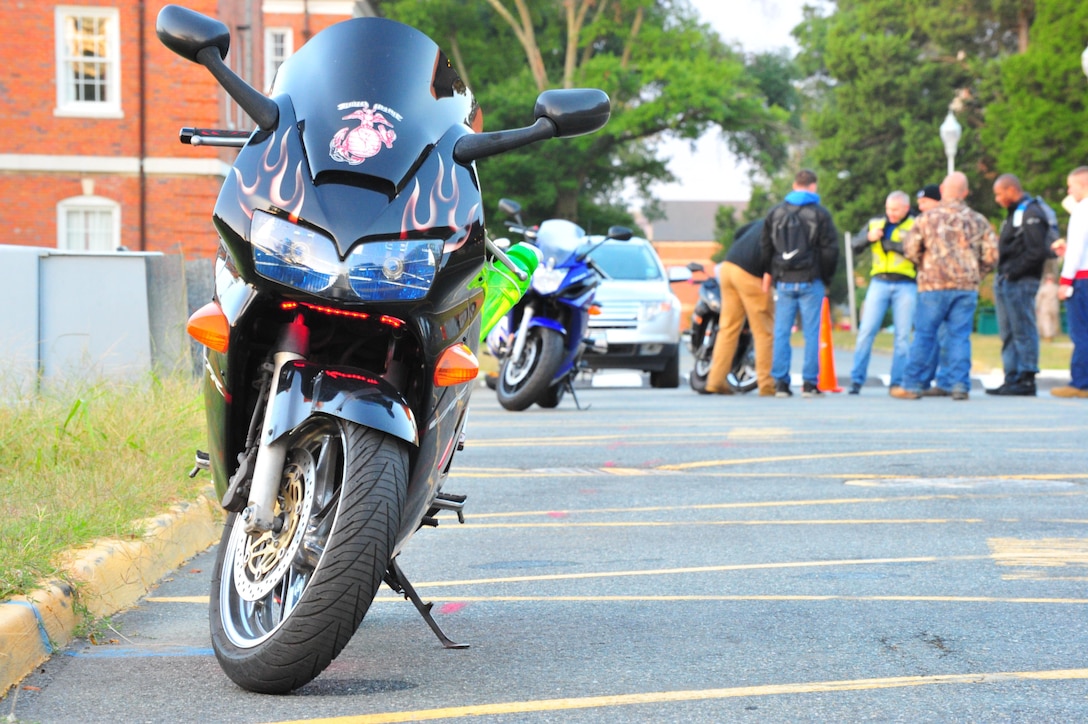 Eleven participants prepare for a Headquarters and Service Battalion-sponsored motorcycle ride to Manassas, Sept. 19, 2013. All Headquarters and Service Bn. riders and those from commands that don’t have a monthly motorcycle mentorship program, are invited to attend the monthly event. 
