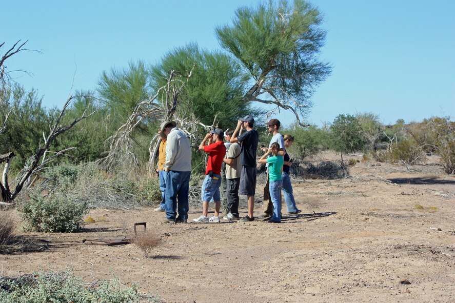 The 56th Range Management Office welcomes research and education at the Barry M. Goldwater Range-East in southwest Arizona.  In 2009, RMO/ESM biologists hosted students of Dr. Heather Bateman, professor at Arizona State University, during a 2-day tour of one of BMGR-East's public use areas.   Photo: R. Whittle