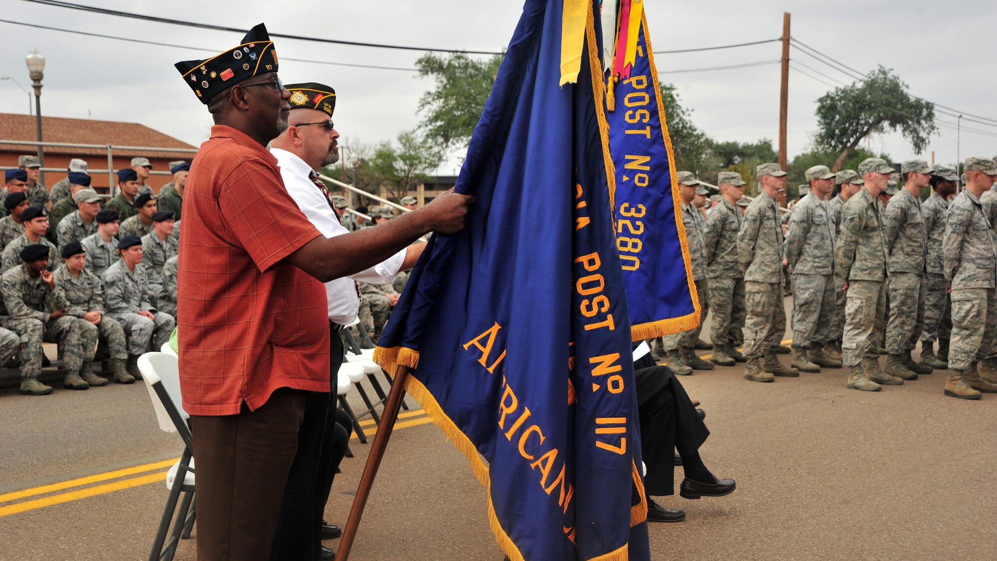Local veterans and Air Commandos listen attentively during a Prisoner of War/Missing in Action retreat ceremony Sept. 20, 2013 at Cannon Air Force Base, N.M. Since 1979, POW/MIA Day has been observed across the nation on the third Friday of September each year, allowing Americans to remember those service members who made selfless sacrifices for their nation and those who never came home. (U.S. Air Force photo/Senior Airman Whitney Tucker)